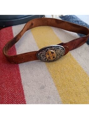 Vintage Small Trashed Cowboy Belt "Doug" 1980's Western Leather